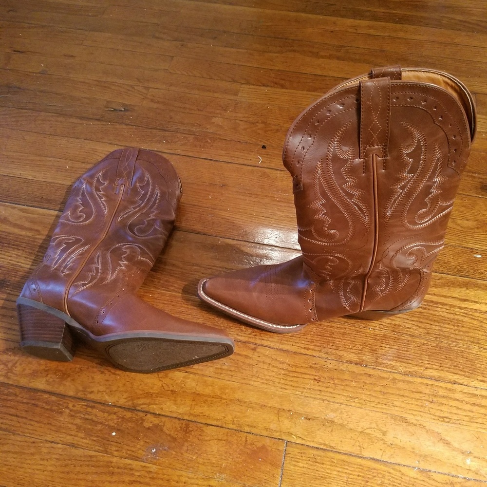Brown cowboy boots